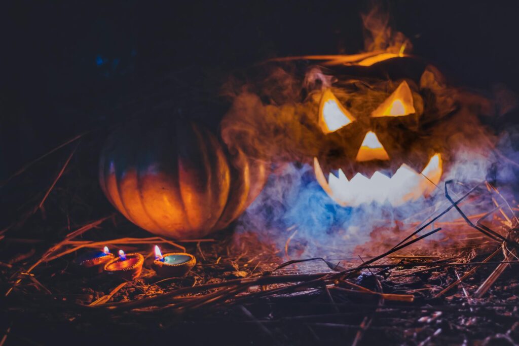 jack o lantern decor on grass