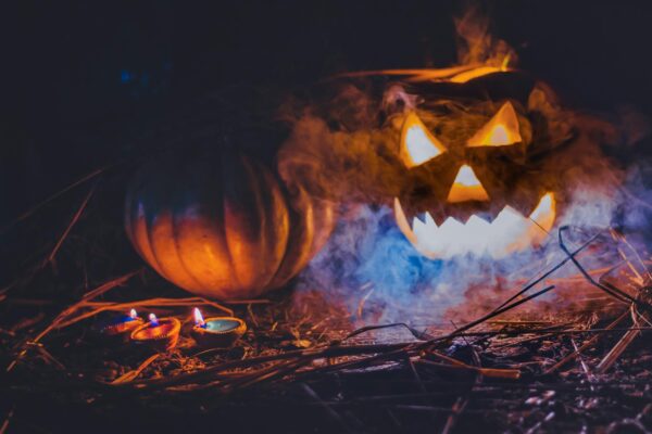 jack o lantern decor on grass